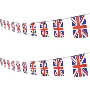UK British String Banner Flag,16 ft 20 Mini Flags String, 5.5 x 8.2 Inch String Flag Banner, Indoor and Outdoor Party Decorations.