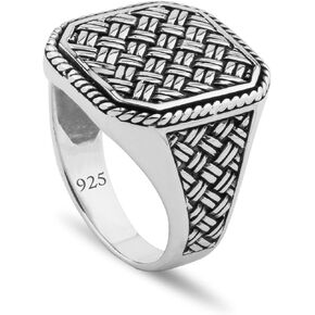 Men's Woven/Mesh Design Solid 925 Stamped Sterling Silver Ring