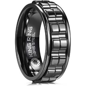 King Ring 8mm Wide Gear Spinner Rings – Ultra Polished Heavy Fidget Rings for Men & Women – Designed in USA