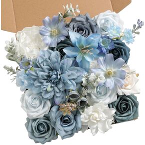 Green Artificial Flowers Combo Set Fake Flower Leaf Box with Stemst for DIY Wedding Bridal Bouquet, Centerpieces, Home Decor, Floral Arrangement Decor(Forest Green)
