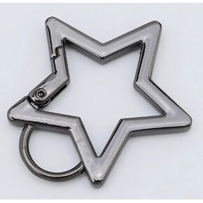 Gun Black Star Shaped Stainless Steel Keychain Clip Carabiner Snap Hook Holder Star Carabiner Hook Clip Key Holder Carabiner Clip for Keys and Wallet with Key Chain Rings,Accessory,Keychain Carabiner