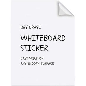 White Dry Erase Paper Roll - 17.3" x 96" (8 Feet) - 3 Dry Erase Markers Included - Adhesive Whiteboard Wallpaper Decal - White Board Sticker Roll for Refrigerator, Desk, Office