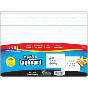 BAZIC Dry Erase Lap Board 9"x12", Double Sided Primary Ruled & Blank, Small Portable Whiteboards for Teacher Home, 1-Pack