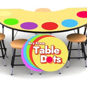 Dry Erase Circles Table Dots for Teachers Classrooms | 12" PVC Vinyl Stickers, 5 Colors | Removable Whiteboard White Board (10 Pack)