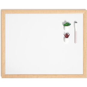U Brands Dry Erase Board with Natural Wooden Frame Set, Office Supplies, with Marker, Succulent Magnets, 16" x 20"