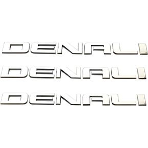Denali 3-PC Nameplate Emblem HD Badge for GMC Yukon & Sierra 2007-2020 Models - Genuine Replacement Emblem - Chrome Finish