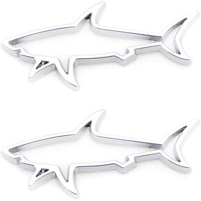 2Pc Hollow Fish Shark Emblem Premium Car Badge Sticker Fender Boot Fender Boot Trunk for Camaro Corvette (Black)