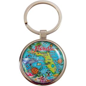 Westman Works Florida Souvenir Key Chain Acrylic Retro State Map Large Keychain Gift 3 Inch Multi-colored