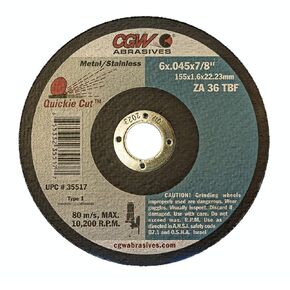 (25) Cgw 35517 Metal Cutting Wheel 6 X .045 X 7/8