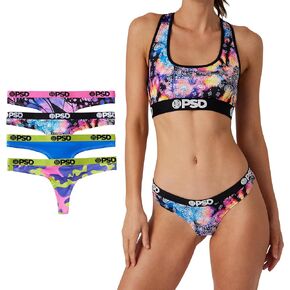 PSD Women's Electric Th 4Pk Thong, Multi, S