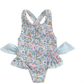 Baby Girls' Swimwear Daisy Floral Sleeveless Sunsuit Strappy Rash Guard Swimsuit Toddler Girl Beach Outfits