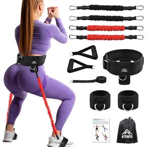 12 Pcs Set Resistance Bands for Legs and Butt, Fitness Elastic Band with Handles,Gym Belt, 4 Pcs Workout Band for Women & Men, Leg Day, Full Body Routine Exercise with Door Anchor, Ankle Strap