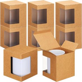 Harloon 36 Pack Mug Boxes for Gifts Coffee Mugs Boxes Gift Boxes for Shipping Sublimation Mugs Transparent Wine Glass Gift Packaging Box for Blanks 11oz, 12oz, 15oz Gift Wrapping (Pink)
