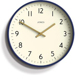 JONES CLOCKS® Studio Round Wall Clock - Round Clock - Modern Clock - Designer Clock - Kitchen Clock - Living Room Clock - Office Clock - Easy to Read Dial - Contemporary Design (Orange)