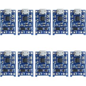 10PCS 5V 1A Micro USB 18650 Lithium Battery Charging Board TP4056 Charger Module with Protection (Pack of 10) in Kuwait