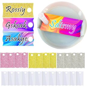 24 Pcs Sublimation Name Plate Blanks for Stanley 40oz Tumbler, Sublimation Blanks 3.2"x1.3" Personalized Name Tag for Customized Stanley Cup 12pcs Aluminum 12pcs Flashy Acrylic