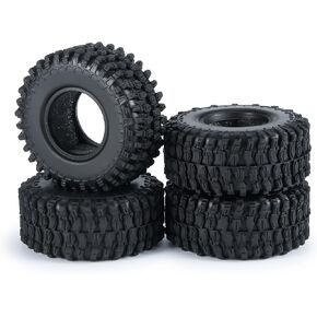 1.0" Crawler Tires 4PCS Micro Rubber Tires for 1/24 RC Crawler Car Axial SCX24 90081 AXI00001 AXI00002 (54mm)