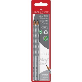 Faber Castell 117497 "Grip 2001" HB Graphite Pencil - Silver (Pack of 2)