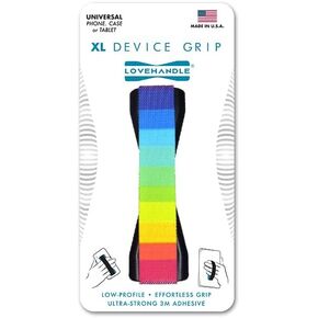 LOVEHANDLE Tablet/XL Grip for Most Tablets and Large Smartphones, Neon Rainbow