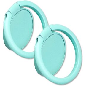 [2 Pack] Matte Finish Round Ultra-Thin Cell Phone Ring Holder Stand,360 Degree Rotation and 180 Degree Adjustable Finger Ring Kickstand with Frosted Metal Phone Grip (Light Blue)