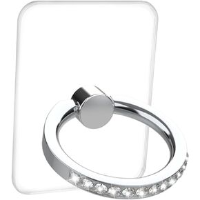 قبضة حامل حلقي للهاتف الخلوي الشفاف، حامل حامل حلقي للهاتف الشفاف، حامل خلفي للهاتف يدور بزاوية 360 درجة، مسند خلفي للأصابع، أجهزة لوحية متوافقة مع معظم الهواتف والحافظات (مربعان من الألماس الفضي) in Kuwait