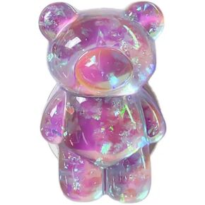 Kawaii Clear Transparent Colorful Glitter Bear Phone Grip Candy Inspired Jelly Bear Phone Accessory for iPhone and Android (Blue)