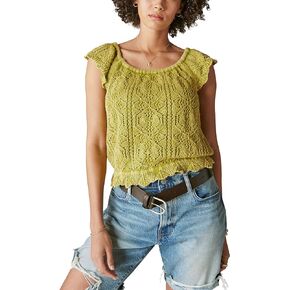 Lucky Brand Women's Flutter Sleeve Knit Pullover