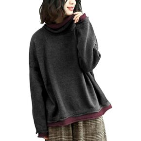 YESNO سترة نسائية ذات ياقة مدورة كبيرة الحجم كاجوال فضفاض مكون من قطعتين بلوفر منسوج YQ0 in Kuwait