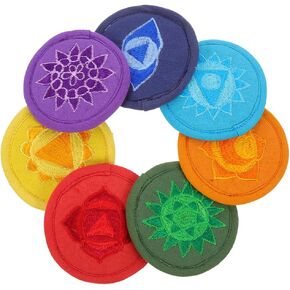 7Pcs Hand Embroidered Buddha Sound Bowl Base Mat, 6.29X6.29 Inch Tibetan Bowl Mat Hidden Meditation Bowl Mat Buddhist Bowl Mat Teapot Mat Yoga Studio Decoration Characteristic Coaster
