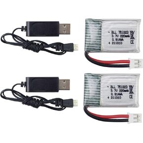 2PCS 3.7V 220mAh Li Battery with USB Charging Cable for E010 GoolRC T36 NINHUI NH010 F36 H36 HS210 SANROCK GD65A ATOYX AT-66 Quadcopter Battery RC Drone Accessories