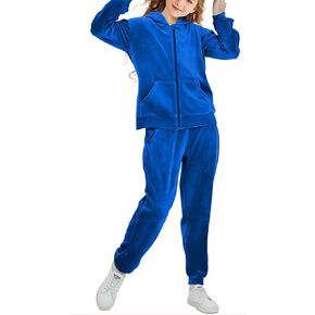 Girls Velour Tracksuit Sweatsuits Set 2 Piece Outfits Zip Up Hoodies and Pants Sportswear Jogging Suit