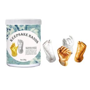 ibasenice 1 Set Three-Dimensional Hand Modeling Powder Baby Keepsake Newborn Footprint Kit Baby Suits Infant Foot Plaster Casting Kit Matching Robes for Couples Set Pe Golden Manual Clay 3D