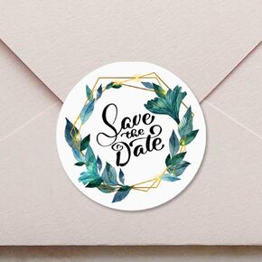 120 x Save the Date Stickers Envelope Seal Geometric Floral Wedding Collection Wedding Invitation Labels Chic Party Invitation Stickers 1.6 inch