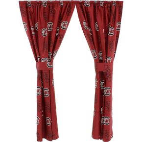 College Covers Everything Comfy South Carolina Gamecocks Curtain Panel Set, 2 Panels, 2 Matching Tie Backs, 42 inches Wide by 84 inches Long