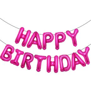 Accevo Pink Happy Birthday Banner 16 Inch Foil Letters Balloons Happy Birthday Balloon for Kids, Child, Adults, Boys & Girls Birthday Decorations Happy Birthday Sign