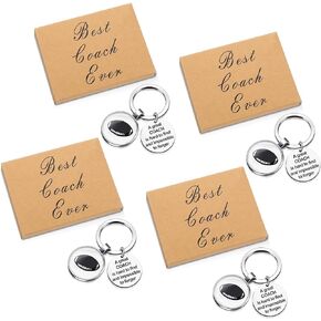 4 Pack Coach Gifts Set, Include Coach Appreciation Keychain Keepsake with Thank You Gift Box for Coach Retirement