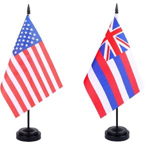 2 Pack USA Kentucky Flag Kentucky State Desk Flag Set - Mini Small Kentucky Table Office Flags with Black 12" Solid Pole Stand Base Classroom Meeting Desktop Decorations