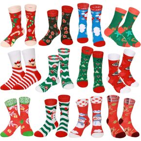 Shinymoon 12 Pairs Kids 4th of July Socks USA American Flag Socks Children Cotton Socks for Boys Girls Novelty Gifts Holiday