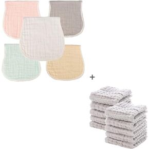 MUKIN Baby Burp Cloths and Wash Cloths Sets