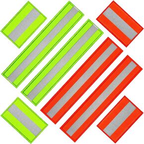 8 Pcs Reflective Patches Jackets Reflective Patches Reflective Patches Dogs Tactical Patches Firefighter Safety Patch Reflective Fastener for Night Sport, 2 Size (Green Orange)
