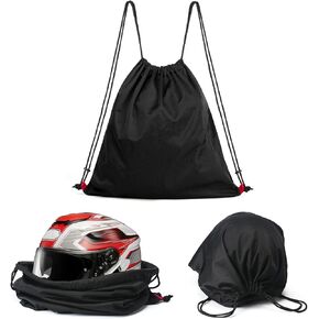 Motorcycle Helmet Bag, Drawstring Helmet Storage Bag Large Capacity For Ski Snowmobile Bicycle Welding Sports Riding Dirt Bike Motocross Cycling ATV UTV Helmet Lightweight (Black)
