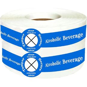 Alcohol to-Go Drink Straw Tamper Proof Stickers 500 pcs Alcoholic Beverage Lid Stickers - 1 x 9 inch Safe Secure Tamper Evident Safety Seals Stickers for Alcohol Cups Drink Lids Seal Freshness Labels