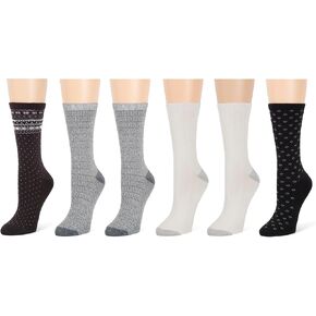 Cuddl Duds Women Super Soft 6 Pair Pack Modern Multicolor Easy Care Crew Midweight Socks