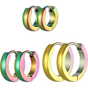 Classic 3/4/5 Pairs Hoop Earrings Set for Men and Women 3mm Wide Stainless Steel Huggie Hoop Earring Hypoallergenic Minimalist Jewelry(Gift Wrapped)