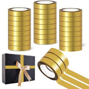 HLARTNET 24 Rolls Gold Tape for Crafts - Gold Washi Tape Metallic Gold Mirror Tape for Wall Decor DIY Gold Graphic Art, 660 Yards Self Adhesive Gold Strip Decoration for Gift Wrapping