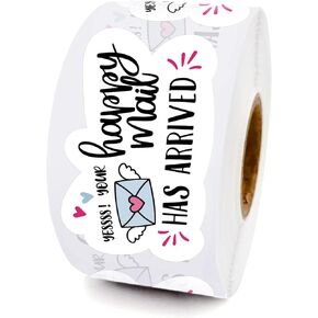 WHING Happy Mail Funny Small Shop Stickers, Online Retailers Shop Owners Order Packages Labels Small Business Thank You Sticker Envelope Seals, 500 Labels Per Roll