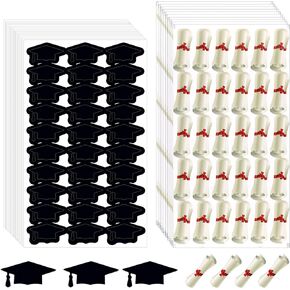 600pcs Graduation Stickers Seals, Self-Adhesive Graduation Cap Label Stickers & Diploma Graduation Decals Labels Grad Hat Sealing Stickers Grad Party Favor Supplies for Envelopes Cards Gifts Decor