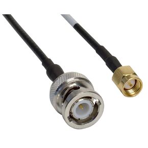 Amphenol CO-174SMAZBNC-010 Black RG174 SMA Male to BNC Male Coaxial Cable Assembly, 50 Ohm, 10'