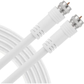 UltraPro RG6 Coaxial Cable 25ft. White, F-Type Connectors, Double Shielded Coax, Input Output, Ideal for TV Antenna, Satellite, DVR VCR, Cable Box, Home Theater, 52154 in Kuwait