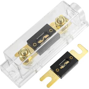 X AUTOHAUX 1 Set Car Audio 0 4 8 Gauge Inline ANL Fuse Holder Clear Transparent Fuse Block with 2pcs 125A Fuse